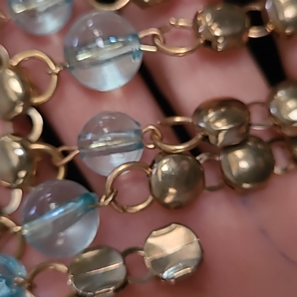 Vintage Bib Necklace - Teal & Gold - Picture 4 of 4